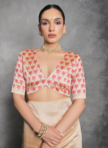 Tussar Silk Trendy Saree in Cream Enhanced with Printed