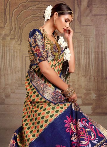 Tussar Silk Trendy Saree in Multi Colour Enhanced with Print