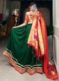 Vichitra Silk Designer Lehenga Choli in Green Enhanced with Plain Work - 2