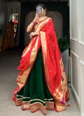 Vichitra Silk Designer Lehenga Choli in Green Enhanced with Plain Work - 3