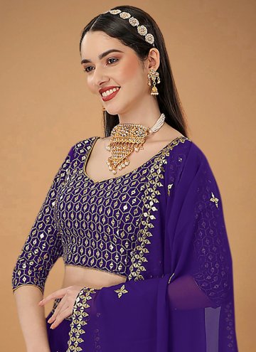 Violet A Line Lehenga Choli in Faux Georgette with Embroidered