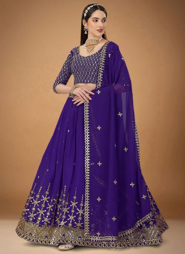 Violet A Line Lehenga Choli in Faux Georgette with Embroidered