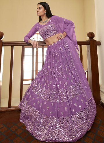 Violet Bollywood Lehenga Choli in Georgette with Embroidered