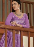 Violet Bollywood Lehenga Choli in Georgette with Embroidered - 3