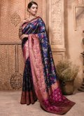Violet color Banarasi Contemporary Saree with Woven - 1