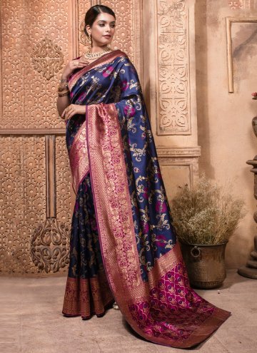 Violet color Banarasi Contemporary Saree with Woven