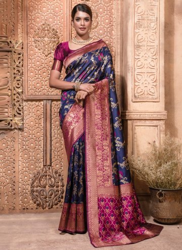 Violet color Banarasi Contemporary Saree with Wove
