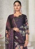 Violet color Pashmina Trendy Salwar Kameez with Digital Print - 1