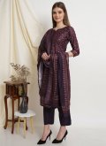 Violet Fancy Fabric Digital Print Designer Straight Salwar Suit for Ceremonial - 1