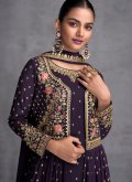 Violet Georgette Embroidered Salwar Suit for Ceremonial - 1