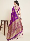 Violet Silk Jacquard Work Trendy Saree - 2