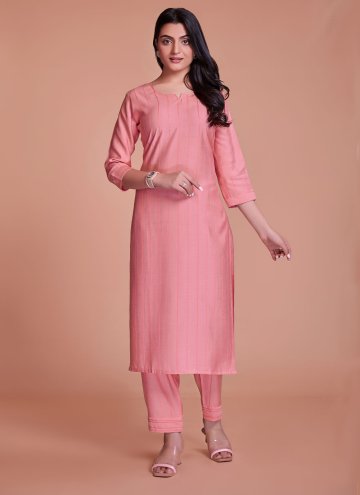 Viscose Casual Kurti in Pink Enhanced with Plain Work