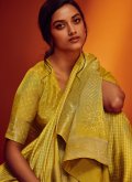 Viscose Classic Designer Saree in Yellow Enhanced with Digital Print - 1