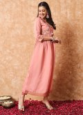 Viscose Salwar Suit in Pink Enhanced with Embroidered - 3