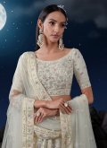 White A Line Lehenga Choli in Georgette with Sequins Work - 1