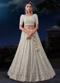 White A Line Lehenga Choli in Georgette with Sequins Work - 3