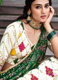 White A Line Lehenga Choli in Silk with Embroidered - 1