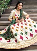 White A Line Lehenga Choli in Silk with Embroidered - 2