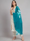 White Blended Cotton Embroidered Trendy Salwar Suit - 1