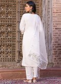 White Chanderi Embroidered Trendy Salwar Kameez - 2