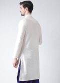 White color Art Dupion Silk Kurta with Embroidered - 1