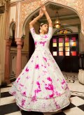 White color Cotton  Floor Length Trendy Gown with Embroidered - 1