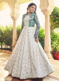 White color Cotton  Gown with Embroidered - 1