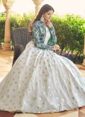 White color Cotton  Gown with Embroidered - 2