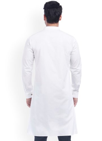 White color Cotton  Kurta with Embroidered