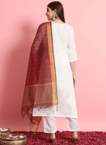 White color Embroidered Blended Cotton Trendy Salwar Kameez