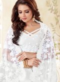 White color Embroidered Net Traditional Saree - 3