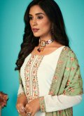White color Georgette Palazzo Suit with Embroidered - 1