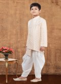 White color Jacquard Silk Indo Western with Fancy work - 1