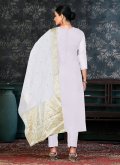 White color Organza Salwar Suit with Hand Work - 1