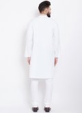 White color Plain Work Cotton  Kurta Pyjama - 1