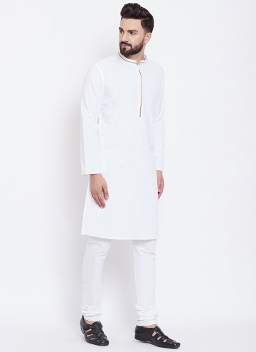 White color Plain Work Cotton  Kurta Pyjama