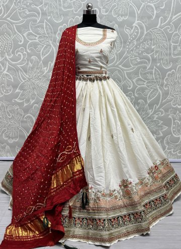 White color Silk A Line Lehenga Choli with Lucknow