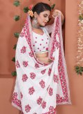 White Contemporary Saree in Georgette with Embroidered - 1