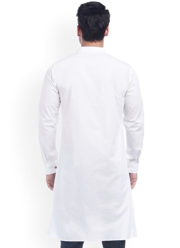 White Cotton  Embroidered Kurta for Engagement