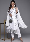 White Cotton  Embroidered Trendy Salwar Kameez - 2