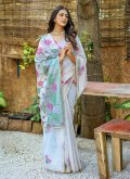 White Cotton  Woven Designer Saree for Ceremonial - 3