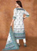 White Georgette Printed Salwar Suit for Casual - 1