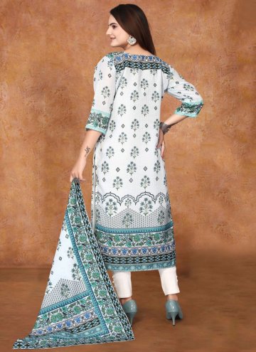 White Georgette Printed Salwar Suit for Casual