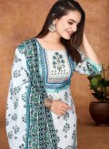 White Georgette Printed Salwar Suit for Casual - 2