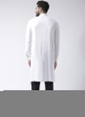 White Kurta Pyjama in Cotton  with Plain Work - 1