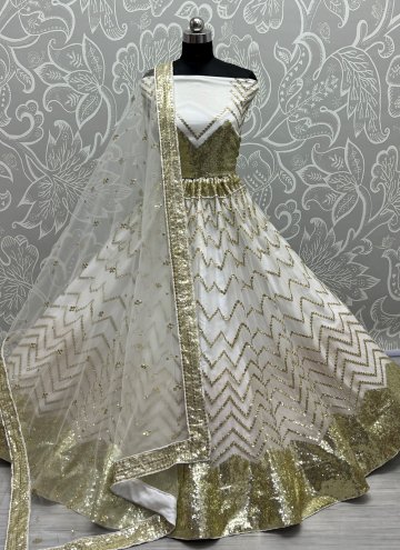 White Net Embroidered Lehenga Choli for Ceremonial