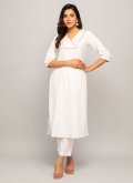 White Salwar Suit in Cotton  with Designer - 3