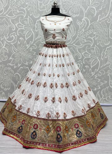 White Silk Embroidered Lehenga Choli