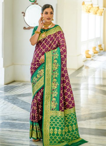 Wine Banarasi Woven Classic Designer Saree for Ceremonial
