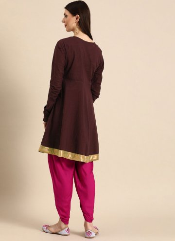 Wine Casual Kurti in Rayon with Embroidered